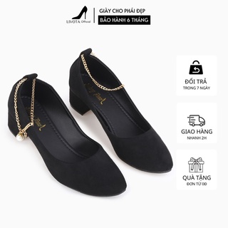 Giày cao gót mũi nhọn nữ 3 phân công sở giày búp bê đế vuông livota q833