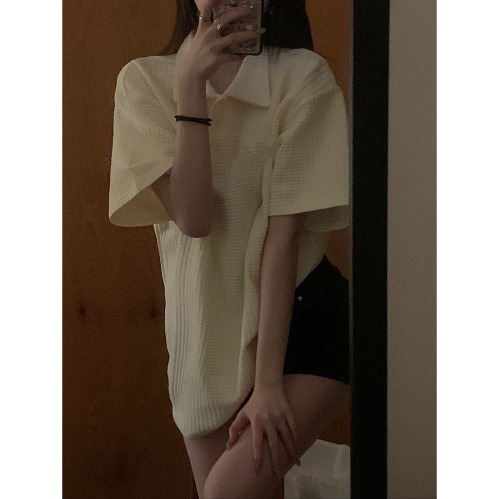 Áo Thun Nữ Ngắn Tay Cổ polo Phong Cách Hồng Kông