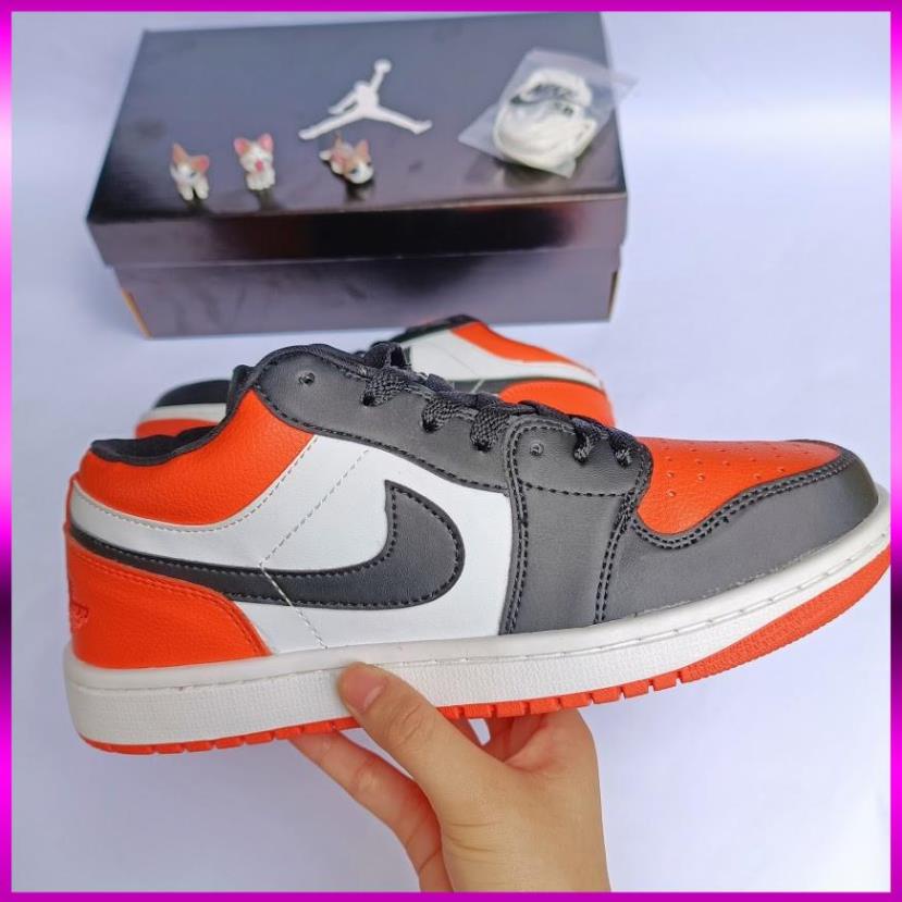 Giày Sneaker JD 1 màu cam đen Thấp cổ nam nữ full box bill