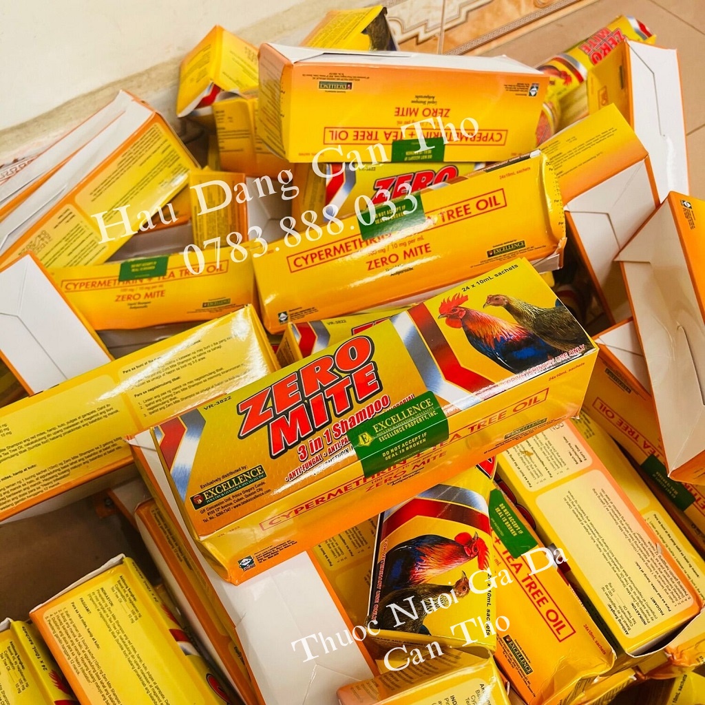 Zero Mite Xà bông tắm gà đẹp lông, diệt rận mạt hộp 24 gói