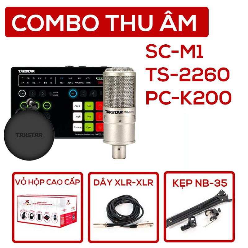 Combo karaoke, thu âm Takstar Mic PC K200, Souncard SC-M1, Tai nghe TS2260 [BẢO HÀNH 12 THÁNG]