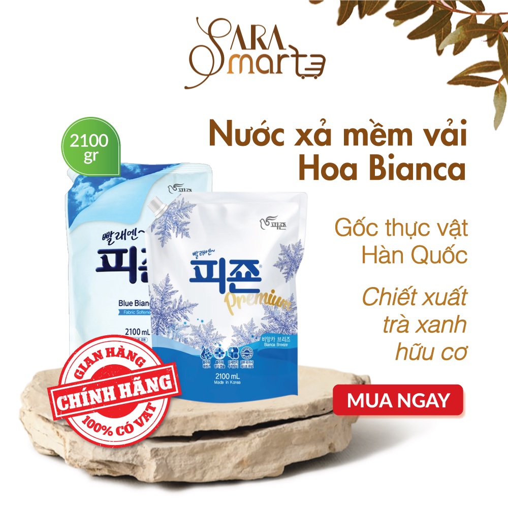 Nước Xả Vải Hương Hoa Bianca PIGEON Hàn Quốc Khử Mùi, Chống Nấm Mốc - Túi 2.1 Lít