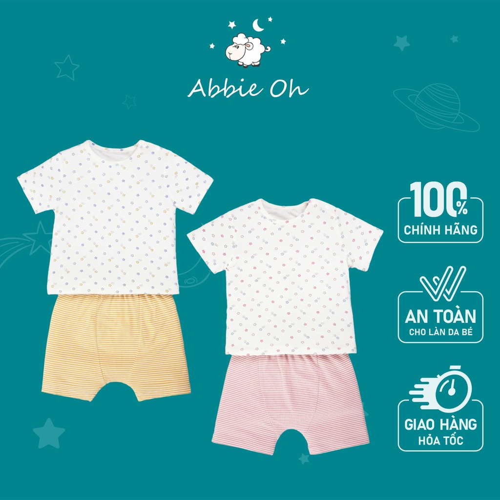 Bộ Quần Áo Cộc Tay Cài Vai Cho Bé | 0-3 Tuổi | Abbieoh | BO259 SS21