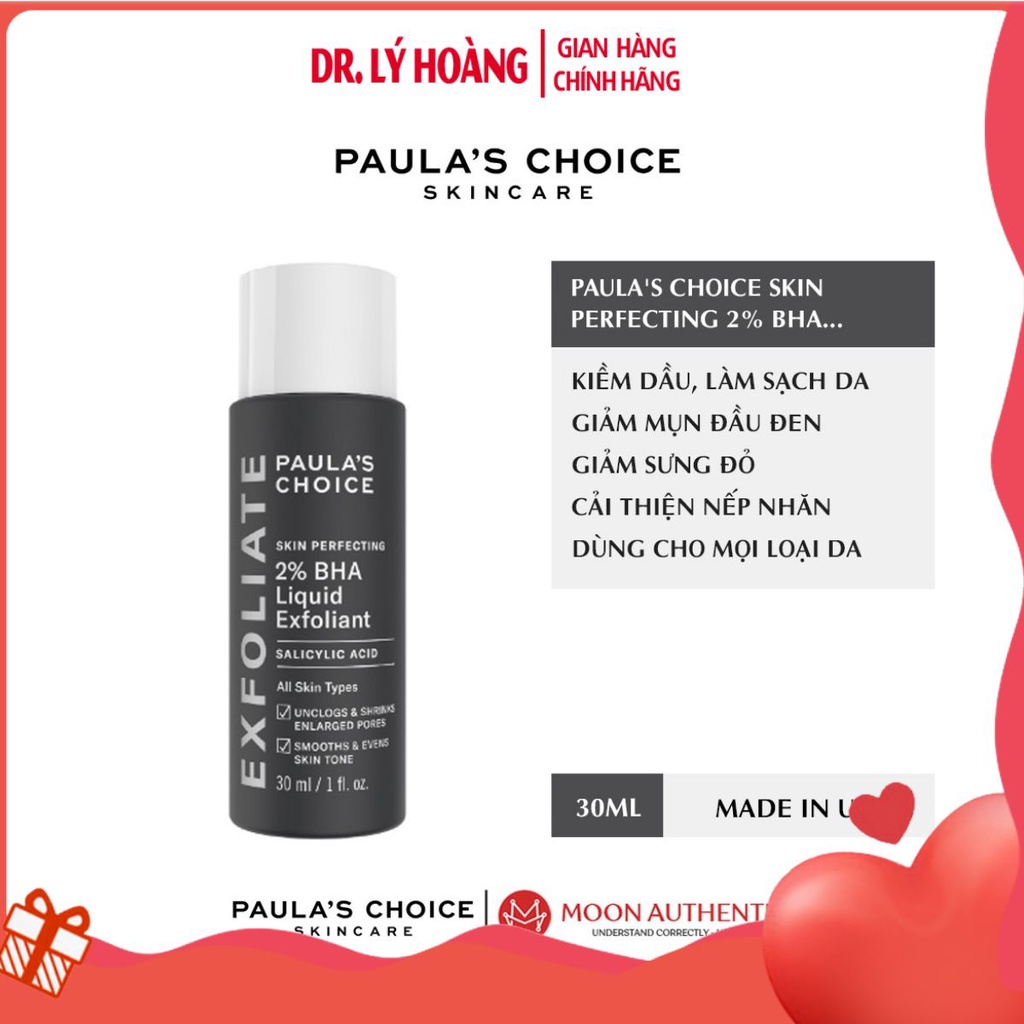 Dung dịch loại bỏ tế bào chết Paula's Choice 2% BHA Skin Perfecting Liquid Exfoliant 30ml Hàng Nhập Khẩu Chính hãng