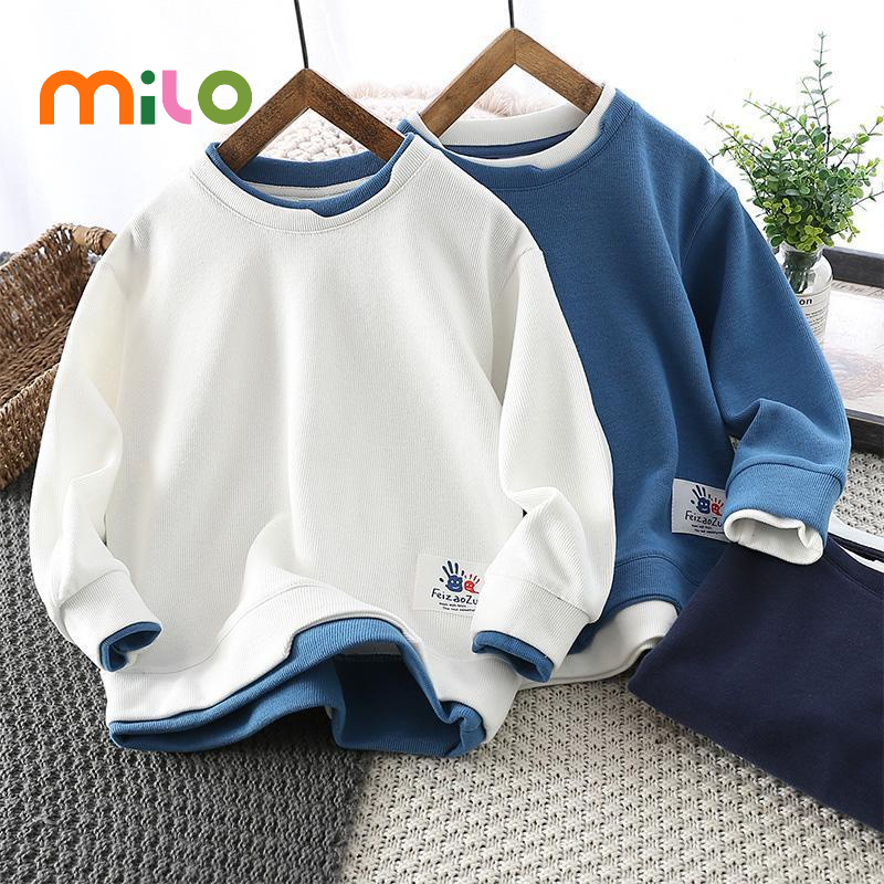 Milo Áo Sơ Mi Dài Tay Giả Hai Lớp Phong Cách Nước Ngoài Thời Trang Mới Cho Bé Trai