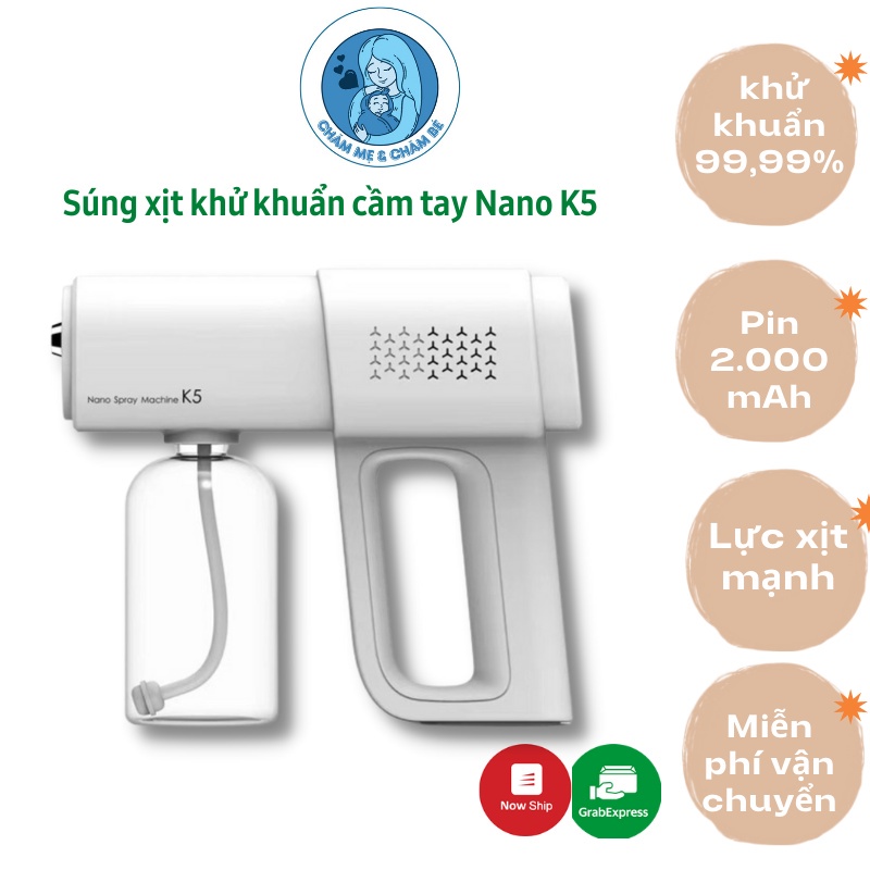 [ANTHUDOGIADUNG89] Súng Khử Khuẩn Phun Xịt Khử Sát Trùng Nano K5 Hàng Chuẩn In Laser UV