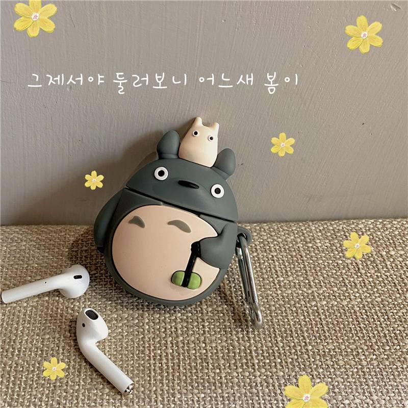 Vỏ Bảo Vệ Hộp Sạc Tai Nghe Airpod 1 2 Pro Bằng Silicon Mềm Hình Hoạt Hình Totoro 3D Dễ Thương