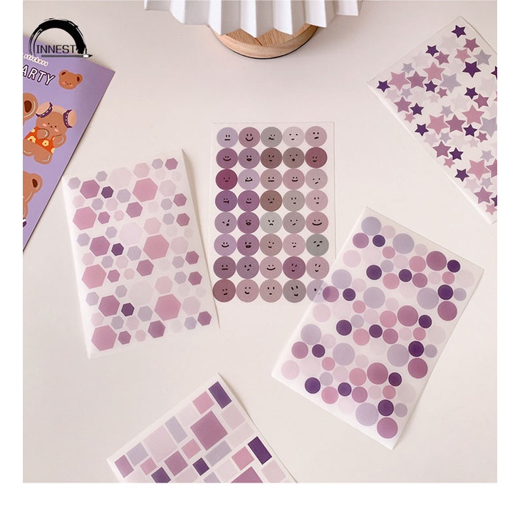 Bộ 6 Miếng Dán Hình Tròn Họa Tiết Hoạt Hình Trang Trí Sổ Tay