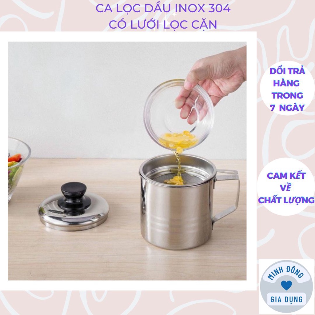 Ca lọc dầu inox 304 - Bình Lọc Dầu Ăn Có Lưới lọc Cặn