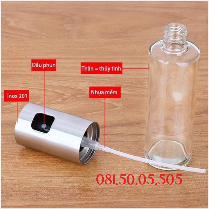 Lọ xịt dầu ăn thủy tinh 100ml dùng cho nồi chiên không dầu, chiên rán đồ ăn, nướng đồ ăn