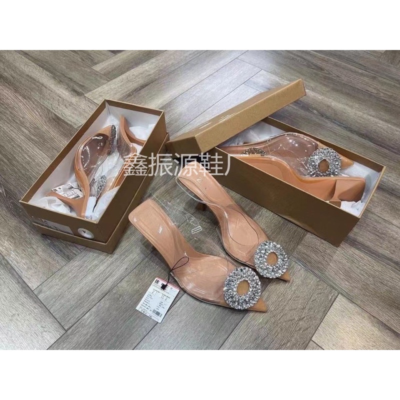 Giày slingback quai trong đính đá sang chảnh Z/a/r/a full box tag