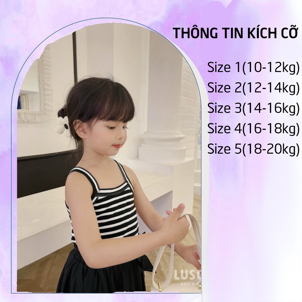 Áo Hai Dây Bé Gái Vải Cotton Kẻ Cho Bé Gái TANOSA