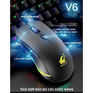 Chuột máy vi tính pc laptop đèn led quang học có dây v6 - chuột gaming mouse chuyên game