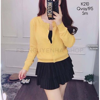 Áo khoác len cổ tròn cài nút tay dài!