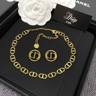 Set vòng cổ & bông tai cd trơn