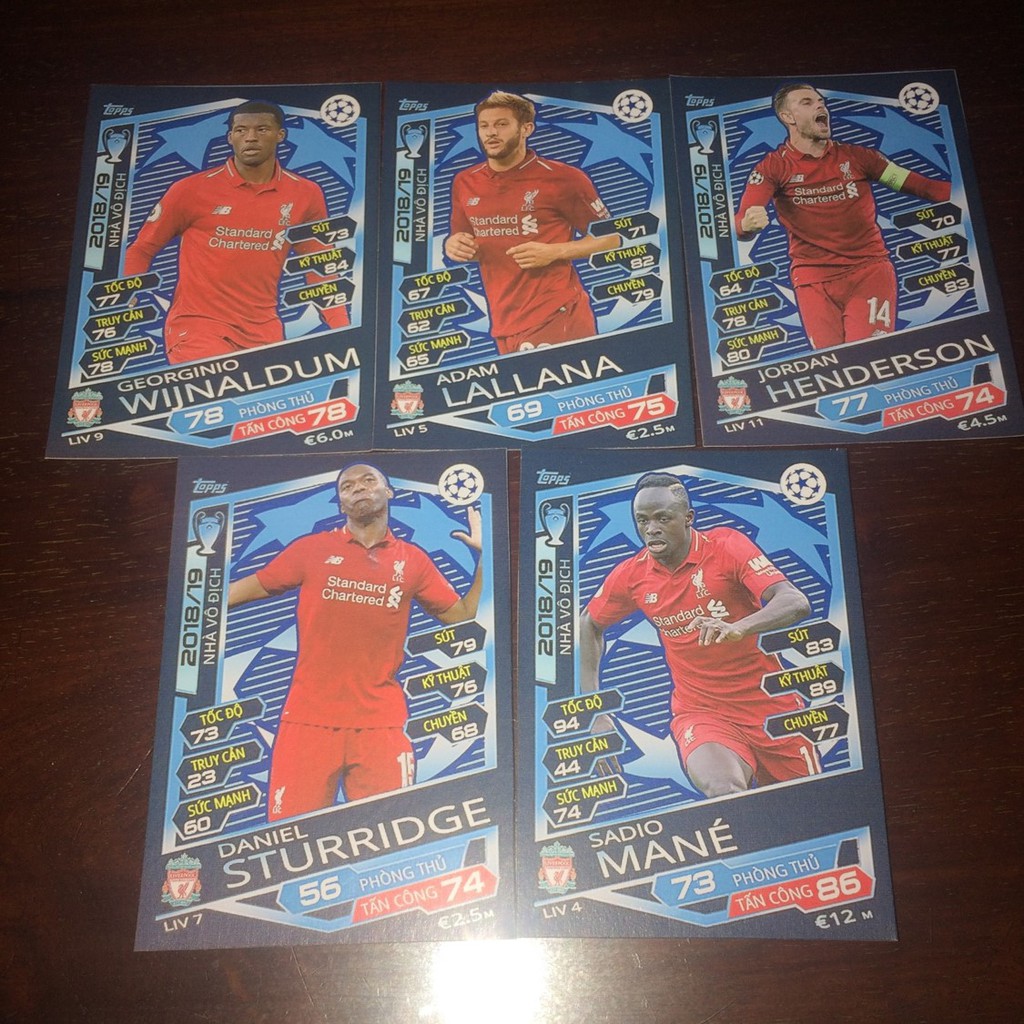 Bộ thẻ cầu thủ - đội hình Liverpool - phiên bản vô địch Champion League 2019