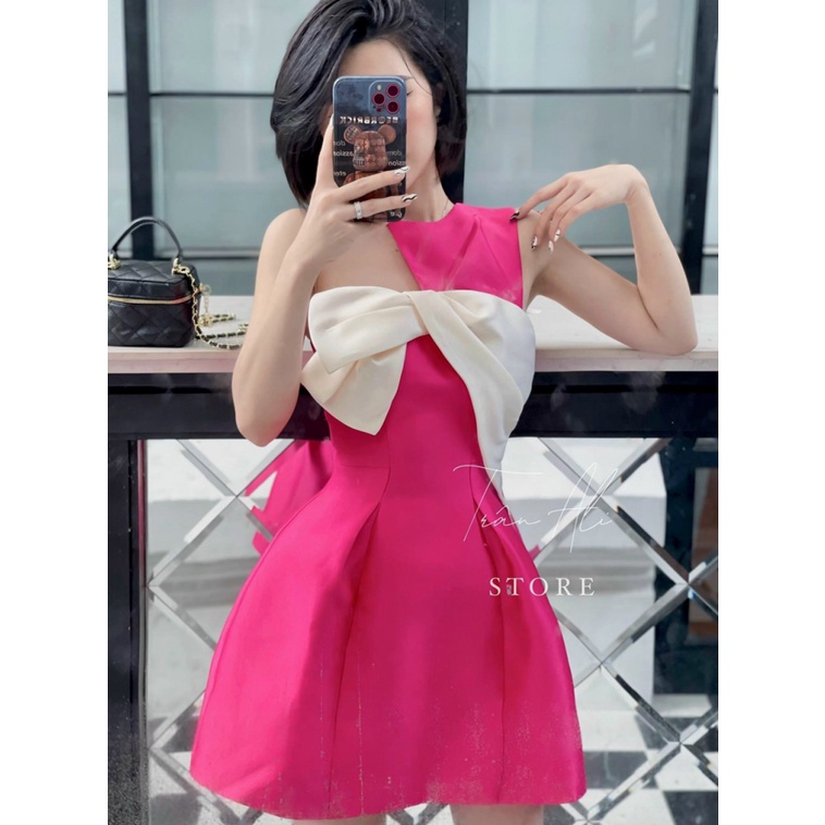 Đầm Dáng Phồng Chất Tapta Có Mút Ngực Phối Nơ Mặc Đẹp Sang Chảnh [NEW UNISEX]