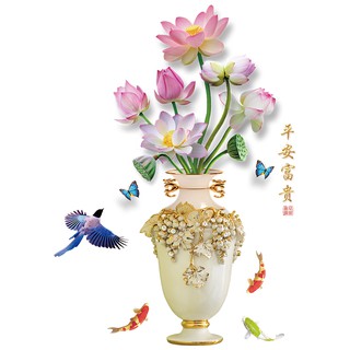 Giấy Dán Tường 3d Hình Bình Hoa Phong Cách Trung Hoa