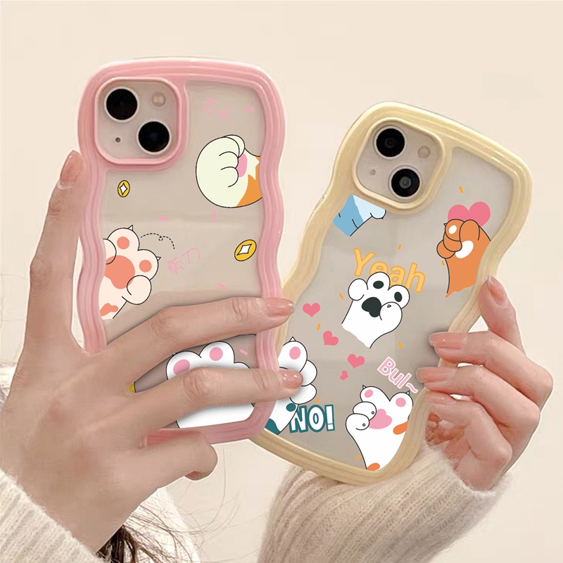 Suntaiho Ốp lưng Ốp điện thoại  mềm viền gợn sóng in hình dấu chân mèo thích hợp cho iPhone 14 14 Pro 13 PROMAX 13 Pro XR XS Max
