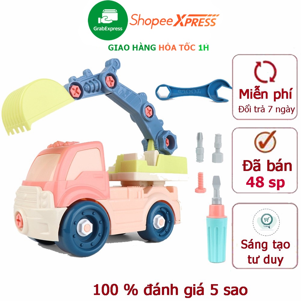 Đồ chơi lắp ráp mô hình xe xúc nhiều màu sắc kích thích giác quan của bé, kích thước rất lớn, nhựa an toàn (kèm vít)