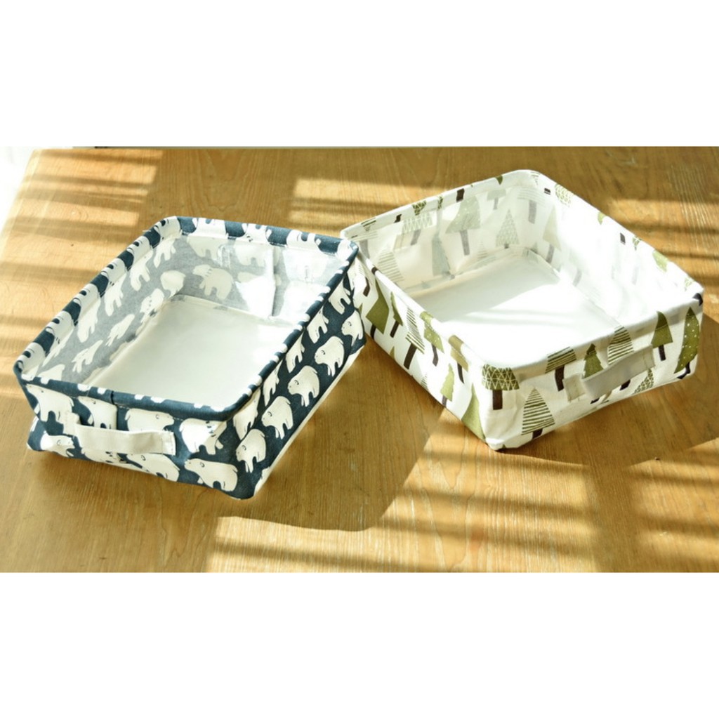 Hộp vải để đồ, giỏ vải đựng đồ hình chữ nhật size 32*22*18cm