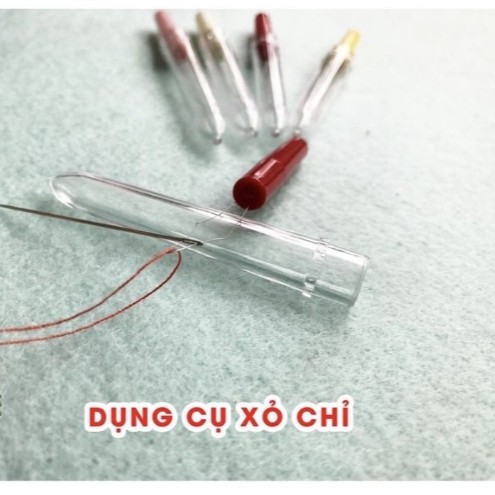 Cây xỏ kim chỉ vào kim may tay, dụng cụ xỏ kim chỉ nhỏ gọn có nắp đậy bảo quản tiện dụng