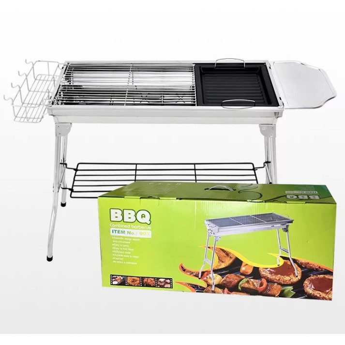 Bộ lò nướng BBQ inox ngoài trời có kệ đựng gia vị - SUPER STORE