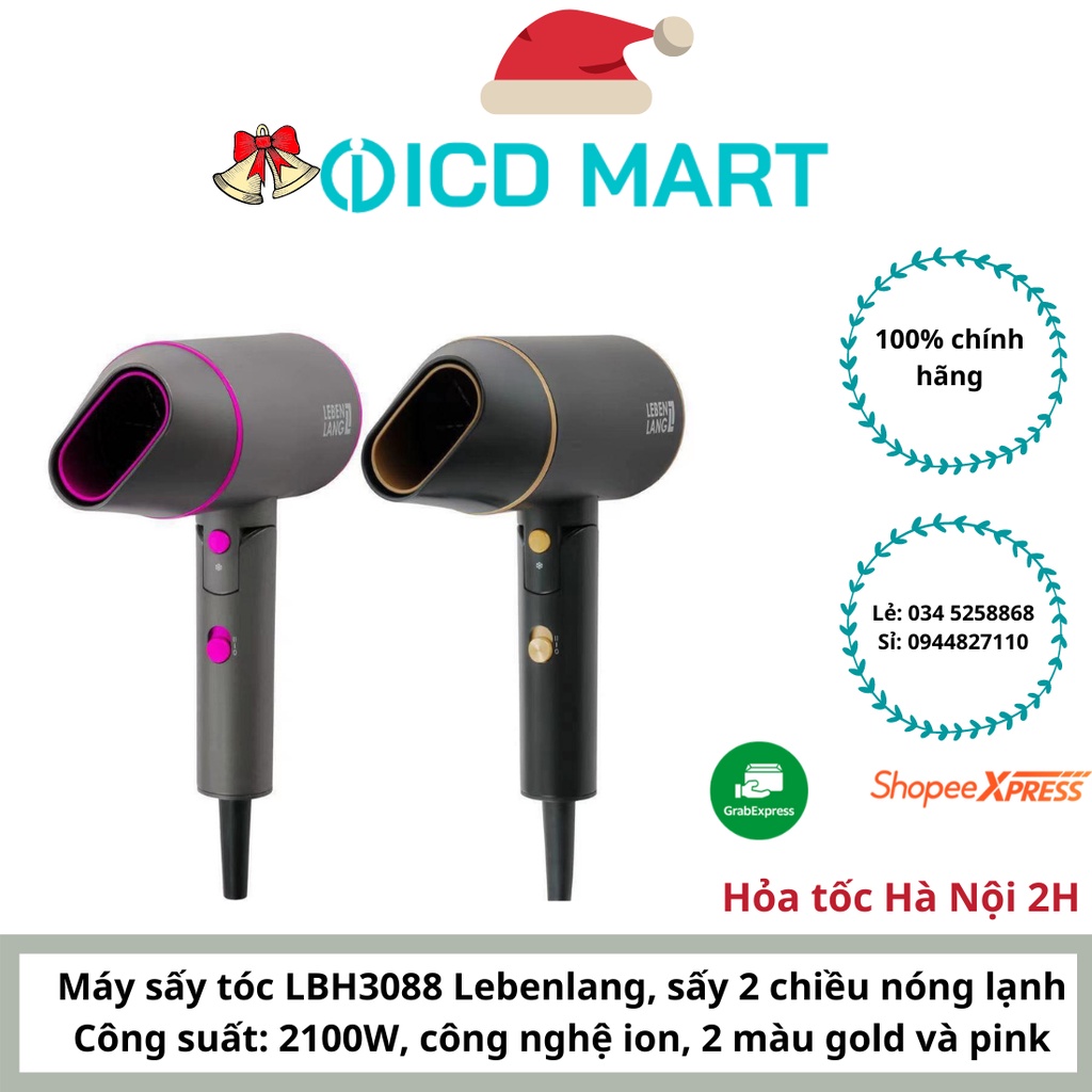 Máy sấy tóc Lebenlang 2 chiều nóng lạnh, gấp gọn tiện lợi, chống xơ rối tóc bằng công nghệ ion, 2100W - LBH3088G