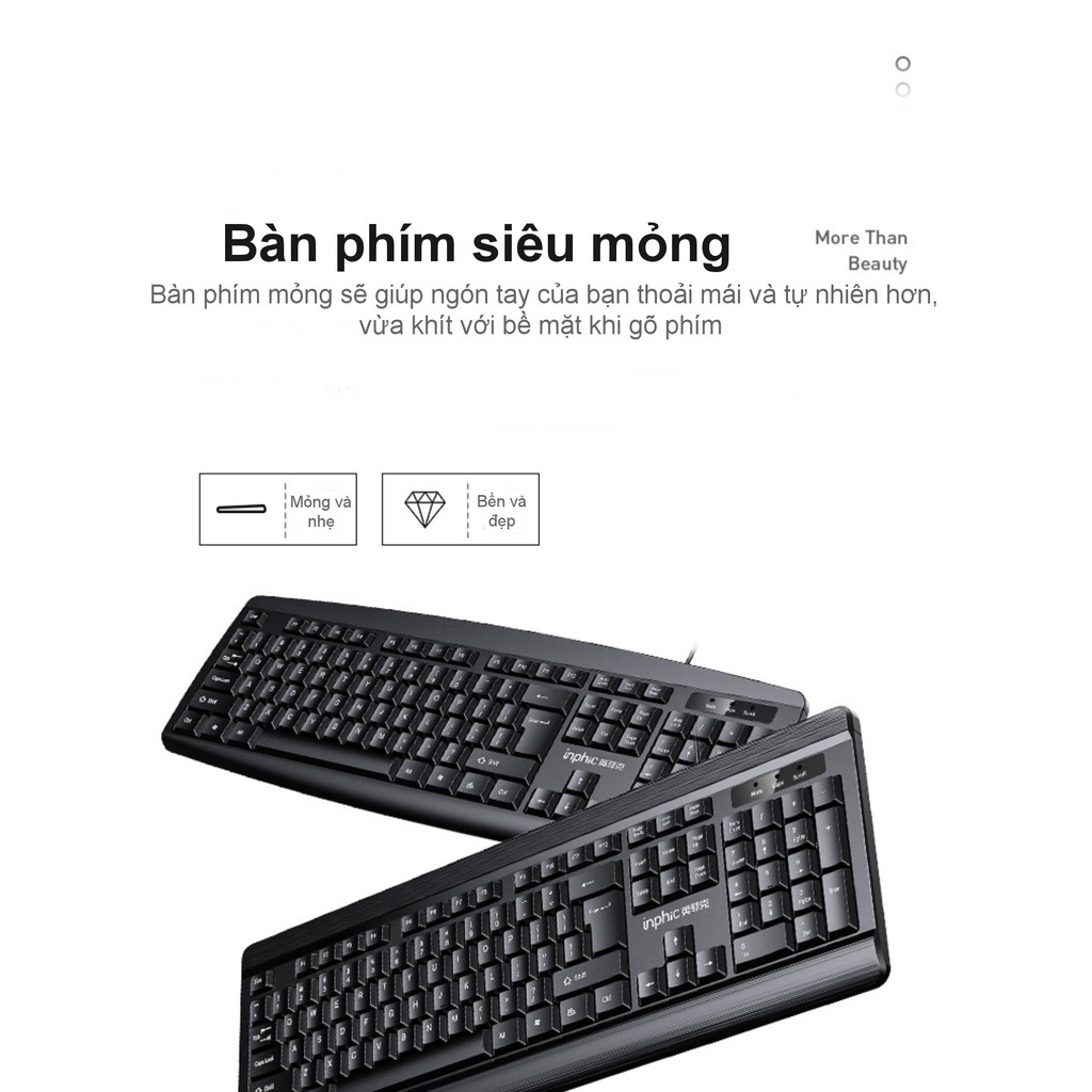 Bàn phím Inphic V580 dùng cho chơi game Máy tính để bàn Máy tính gia đình Cảm giác cơ học Không thấm nước - Chính Hãng