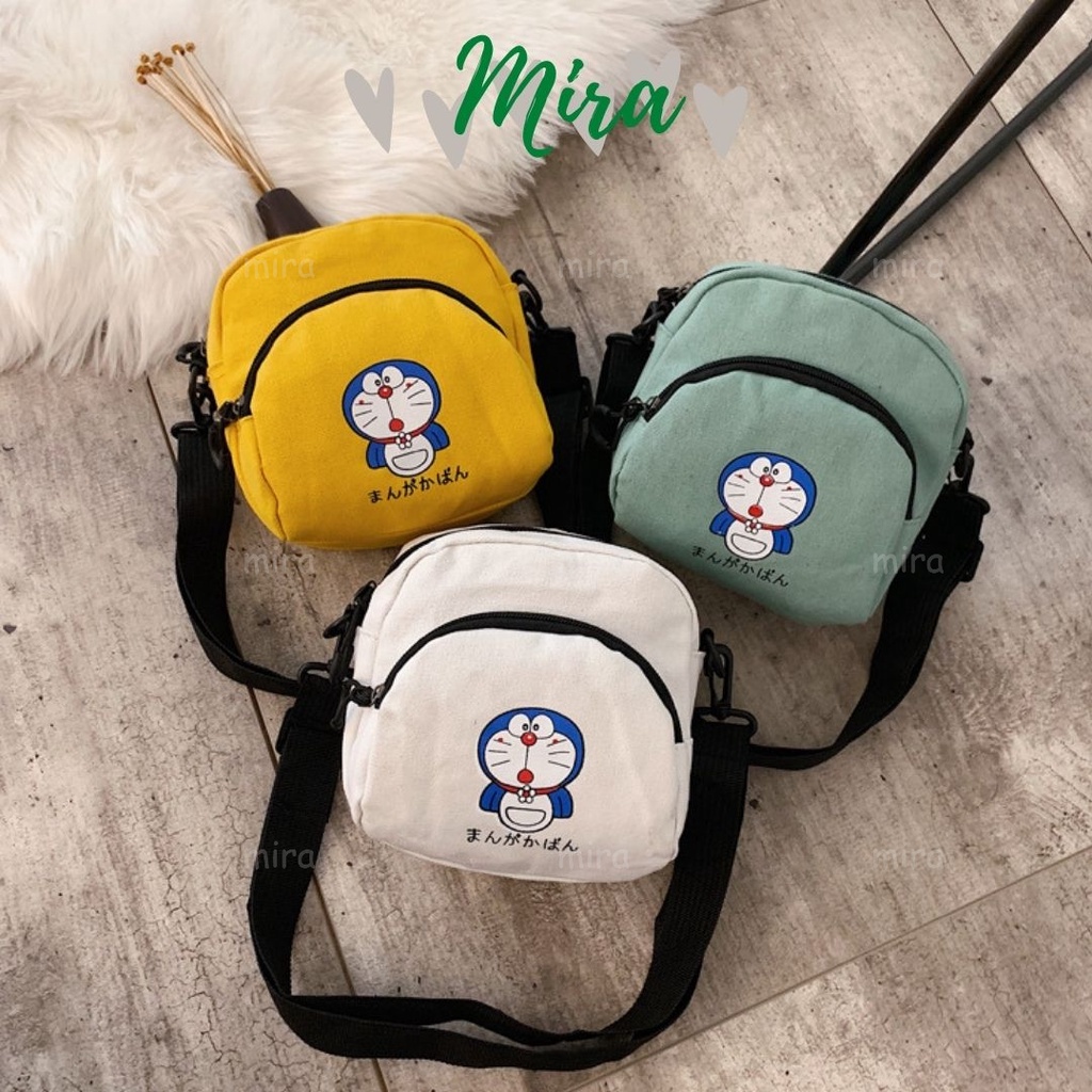 Túi Xách Nữ Đeo Chéo Tote Canvas Đựng ĐiệnThoại Đi Chơi Thêu Hình Doremon Ulzzang Hàn Quốc MIRA-TV58004