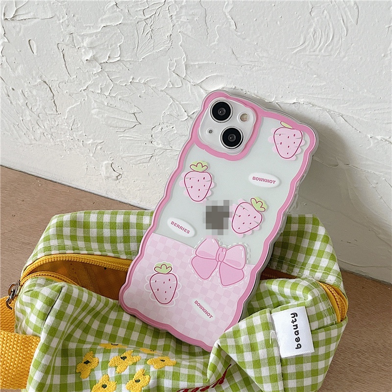 Ốp lưng iphone Ốp Điện Thoại Họa Tiết Gợn Sóng Lớn Và Nơ Cho Iphone 13Promax 11 / 12 14pro / xr / 6Plus-14 Dinuo case