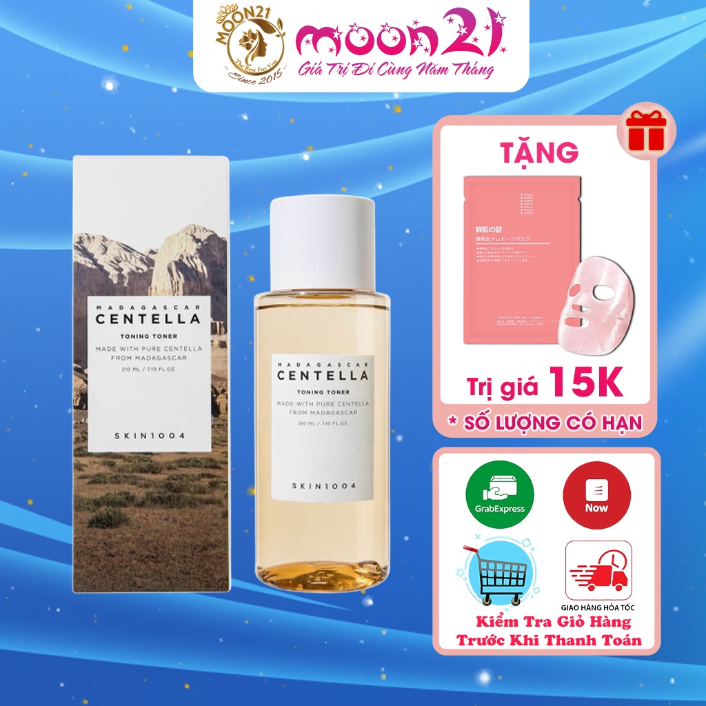 Toner Centella SKIN1004 MOON21 rau má dưỡng da ngừa mụn Madagascar Toning Centella Toner 210ml
