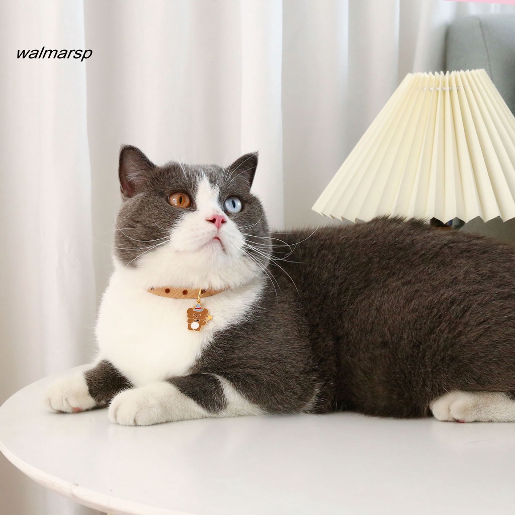 Vòng cổ thú cưng bằng cotton polyester chống mài mòn thiết kế hoạt hình đính chuông đáng yêu