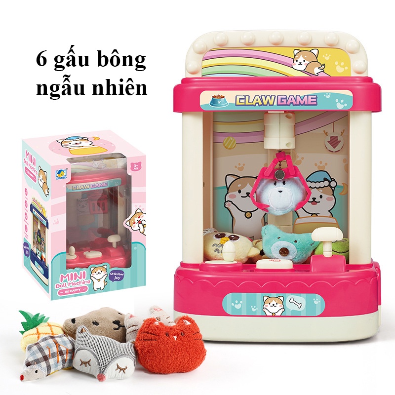 Máy Gắp Thú Bông có nhạc đèn cao 30cm tặng kèm 4 pin AA, Đồ chơi máy gắp thú mini GUDETAMA 1996