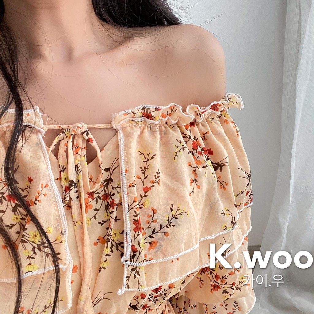 đầm hoa tay dài korea