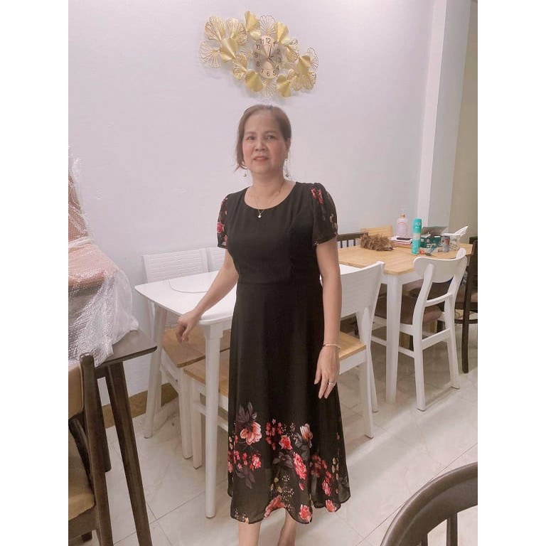 Đầm trung niên cao cấp [LINH TRÀ] đầm voan dáng xoè hoạ tiết hoa trẻ trung cực xinh - mã TM 134 | BigBuy360 - bigbuy360.vn