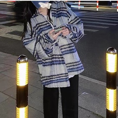 Áo Sơ Mi Lông Cá Tính Vintage Unisex Peony_boutique 👉  Cổ Bẻ Bo Dài Tay Khóa Zip Cá Tính Nam Nữ