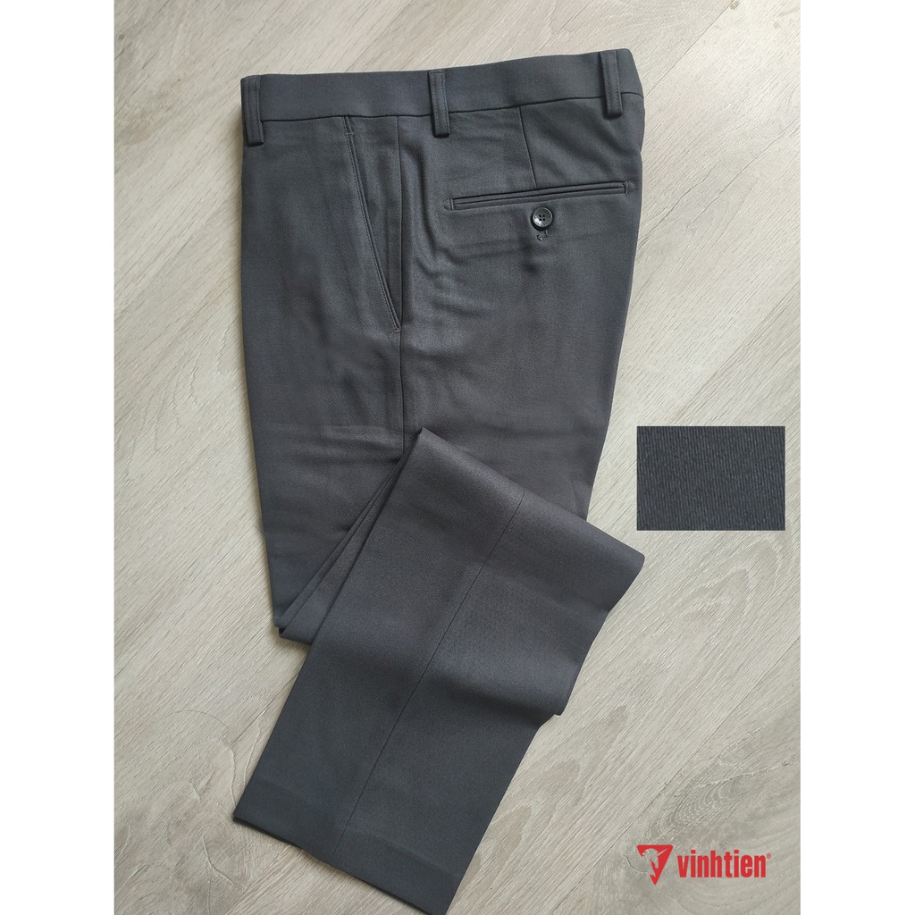Quần Tây Nam Vĩnh Tiến Ống Đứng Màu Xám Đen Cao Cấp