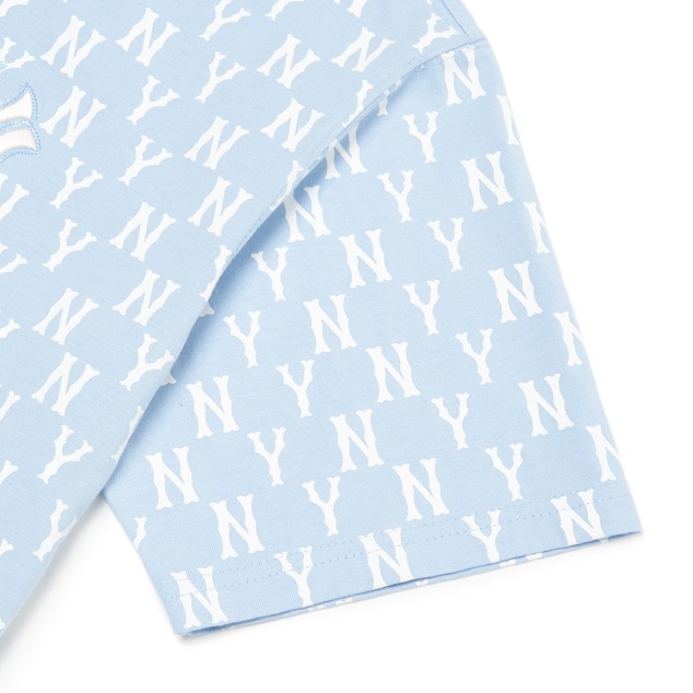 ÁO BASIC MONOGRAM ALLOVER SHORT SLEEVE NY🔥CHÍNH HÃNG🔥T-shirt Ngắn Tay Logo NY Màu Xanh Nhạt  - SIMPLE SNEAKE