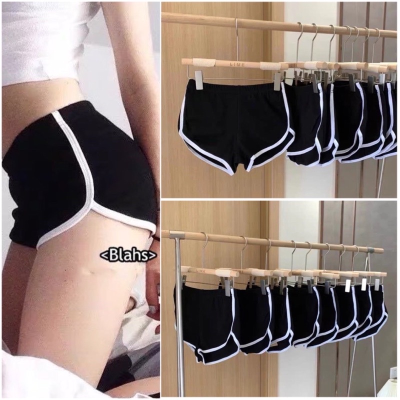 Quần Short Viền Đùi Kẻ Trắng Nữ Shorts Thể Thao Dáng Ngắn Năng Động Trẻ Trung Màu Đen Ulzzang HOT