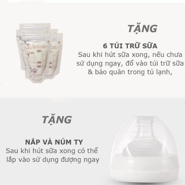 Máy Hút Sữa Bằng Tay / Máy Hút Sữa Cầm Tay Kichilachi Kèm Bình Sữa 180ml + 5 Túi Trữ Sữa