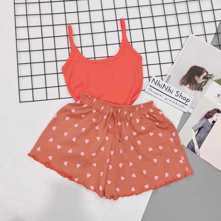 Sét đồ ngủ hai dây họa tiết sexxy co giãn, Bộ ngủ 2 dây mát lạnh BN0082 - NhiNhi Shop