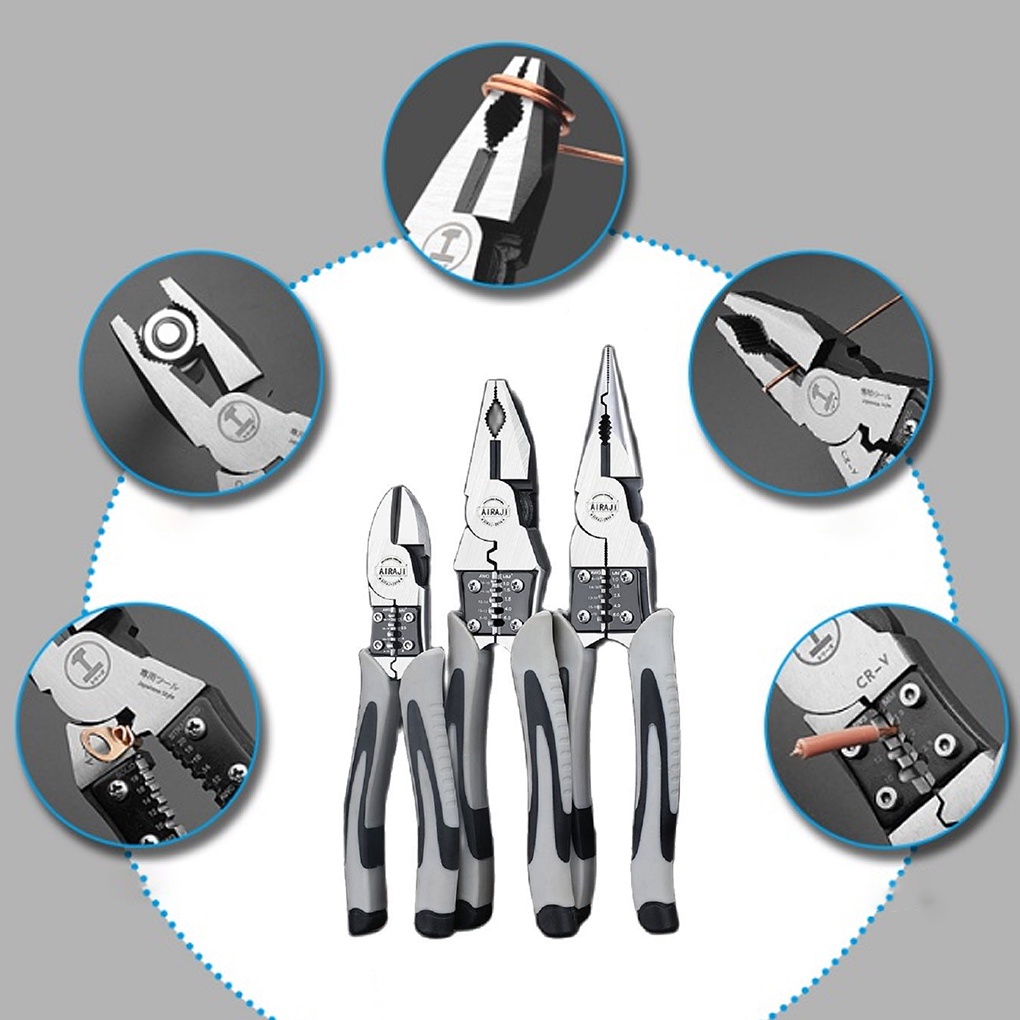 [CHOO] Pliers Stripping Non-slip Wire Cable Crimping Nipper Portable Clipping Stripper Terminal Crimper Multifunctional