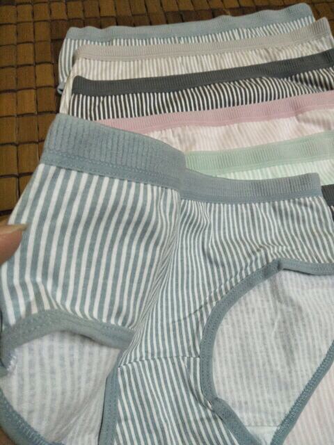 Quần Lót Nữ Cotton Tăm Phối Kẻ Siêu Đẹp