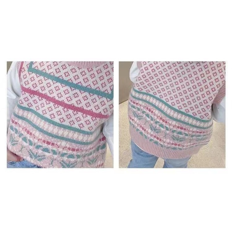 Áo Sweater Dệt Kim Sát Nách Kiểu Hàn Quốc Thời Trang Thu Đông Cho Bé Gái