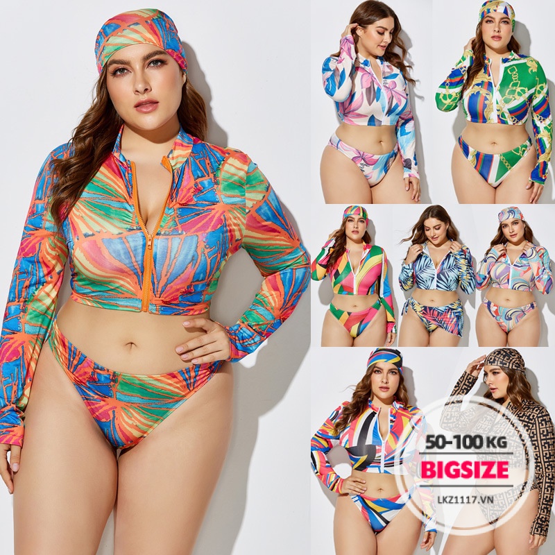 đồ bơi nữ Bigsize Bikini đi biển Áo tắm 2 mảnh nữ Sexy kín đáo âu mỹ cho người mập béo nữ Vải cao cấp
