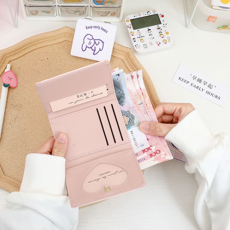 Ví Da Mềm Gấp Ba Đa Năng In Hình Heo Hoạt Hình Phong Cách Hàn Quốc Dành Cho Nữ