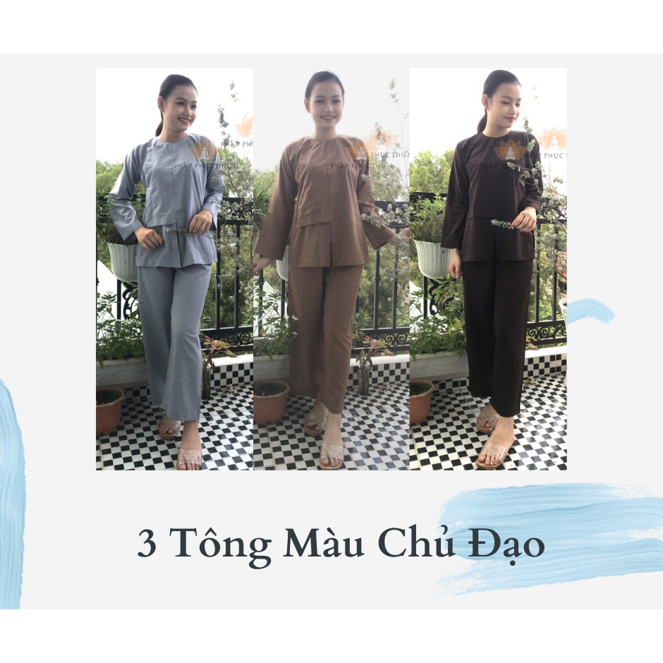 Áo Lam Đi Chùa Nữ, Vạt Hò Truyền Thống, Vải Loại Tốt Loại 1, Chất Vái Mát, Không Nhăn
