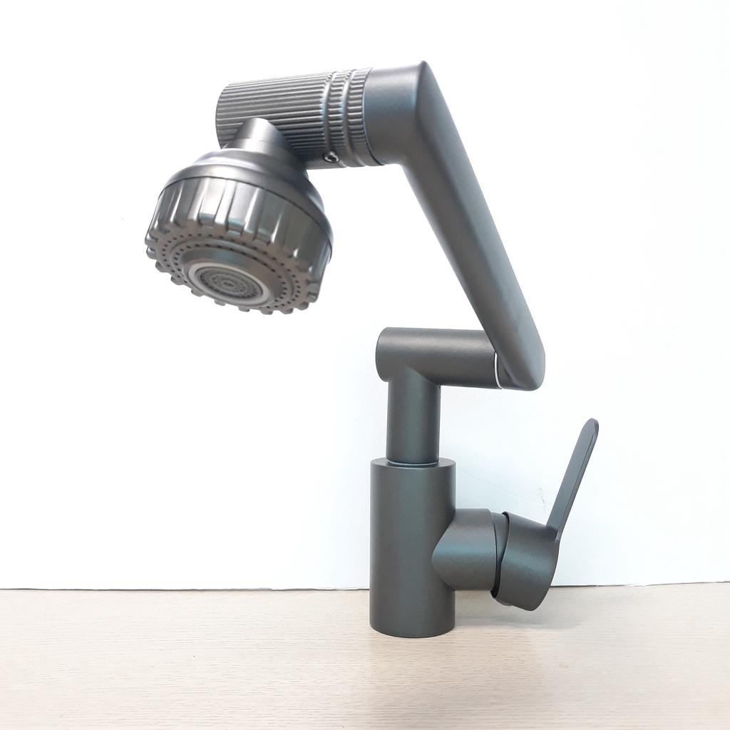 Vòi lavabo nóng lạnh Inox 304 xoay 720 độ đa chiều với 8 hướng xoay tiện dụng Sơn Tĩnh Điện Xám cao cấp