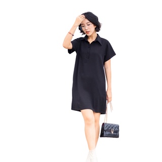 [Mã BMTTC60K giảm đến 60K đơn 50K] Đầm Suông Cổ Sơ Mi - LEO's clothing